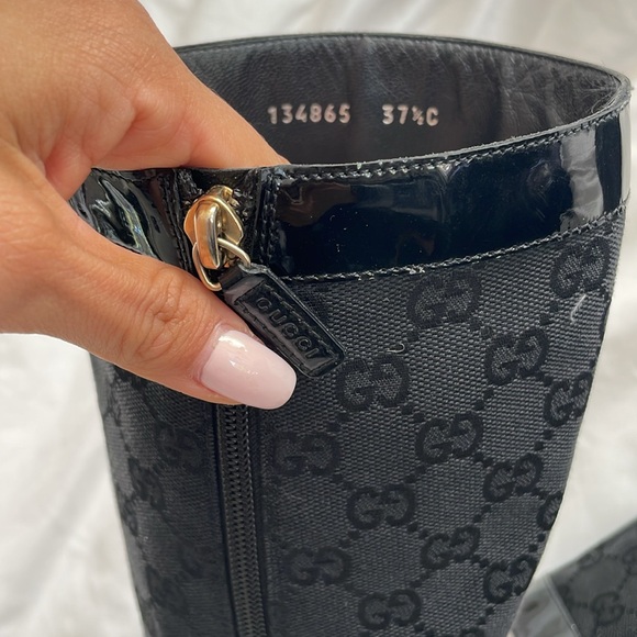 Gucci vintage GG monogram black cloth boots - Picture 16 of 16